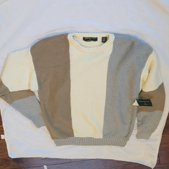 Embassy Row Heavy Knit Crew Neck Sweater Vintage Cozy Neutral Preppy Sz M NWT - Picture 2 of 12